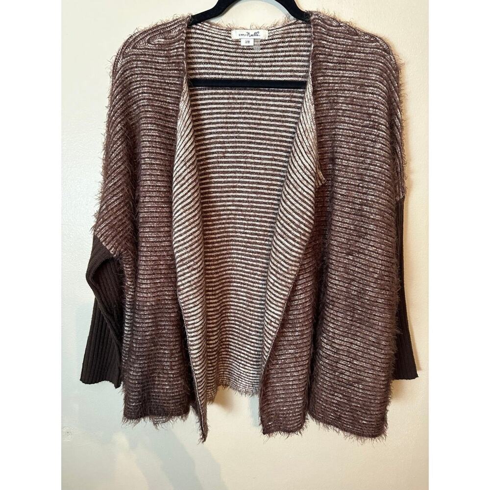 Simply Noelle Woman Brown Lagenlook Open Front soft furry cardigan Small Medium